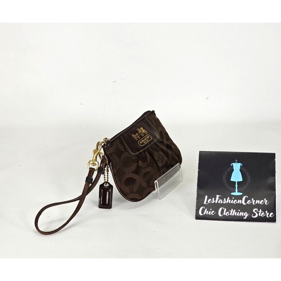 Coach Women's Brown Monogram Canvas & Leather Wristlet Clutch 135 - Picture 8 of 11